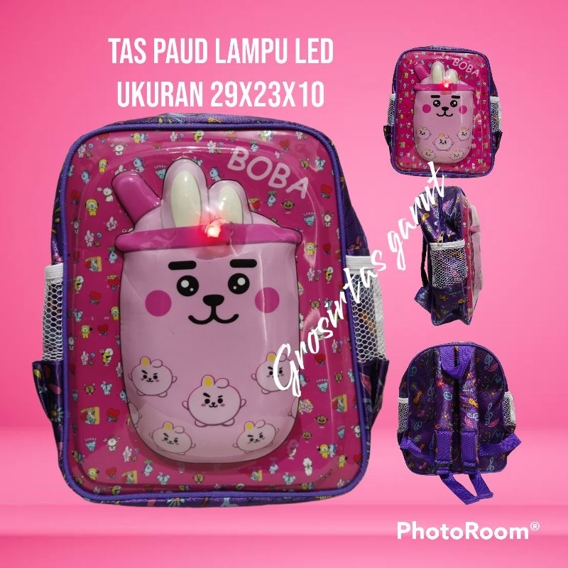 Tas Ransel Anak Perempuan Karakter BOBA Ransel Tk Boba Lampu Led 3D