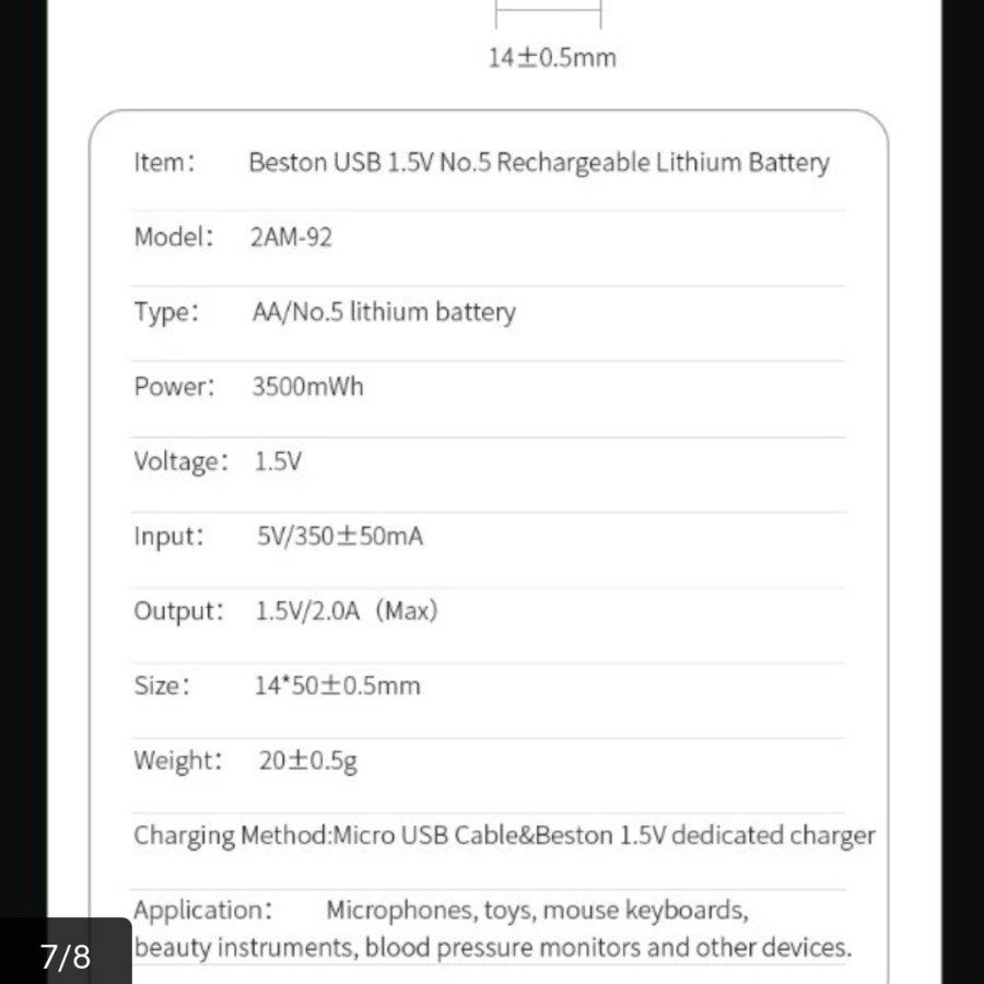 Baterai Battery Cas Beston AA A2 1.5V 3500mAh Batre Cas Rechangeable