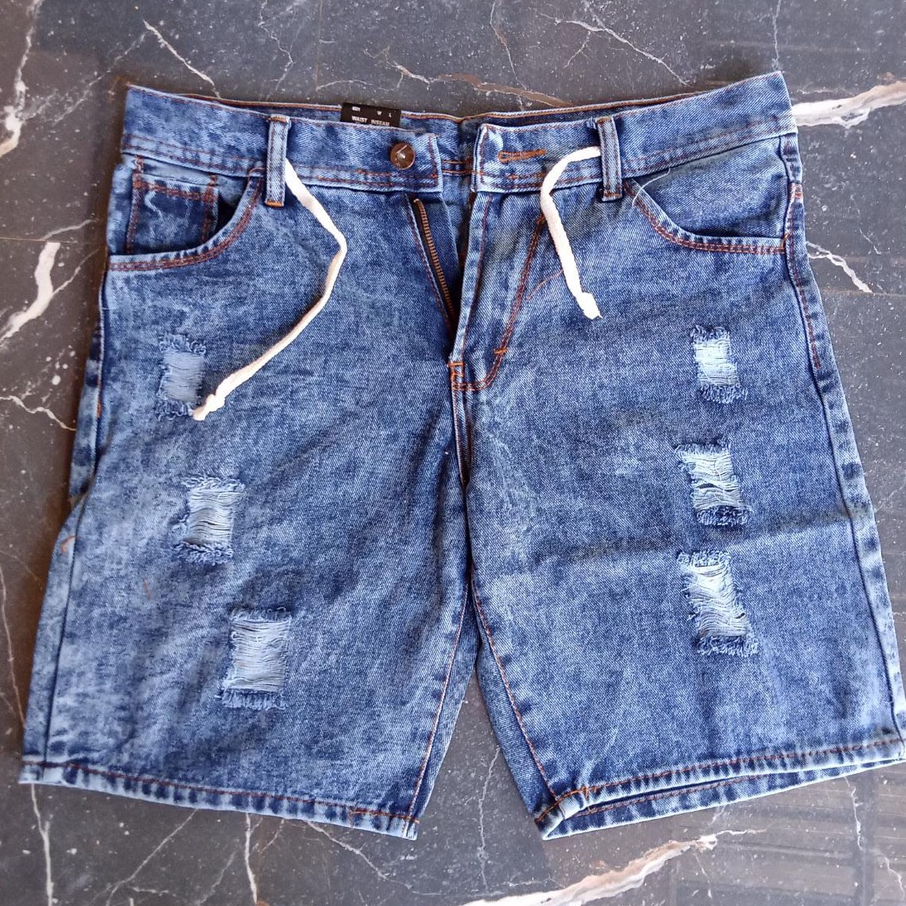 CELANA JEANS PENDEK PRIA JEANS SOBEK BROADSHORT JEANS RIPPED