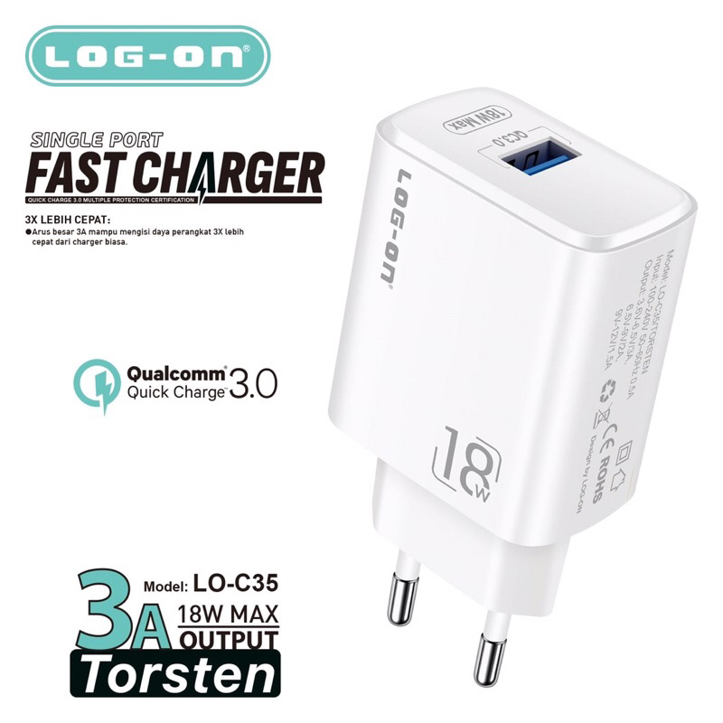 Batok Charger Log-on 3Amper Fast Charging