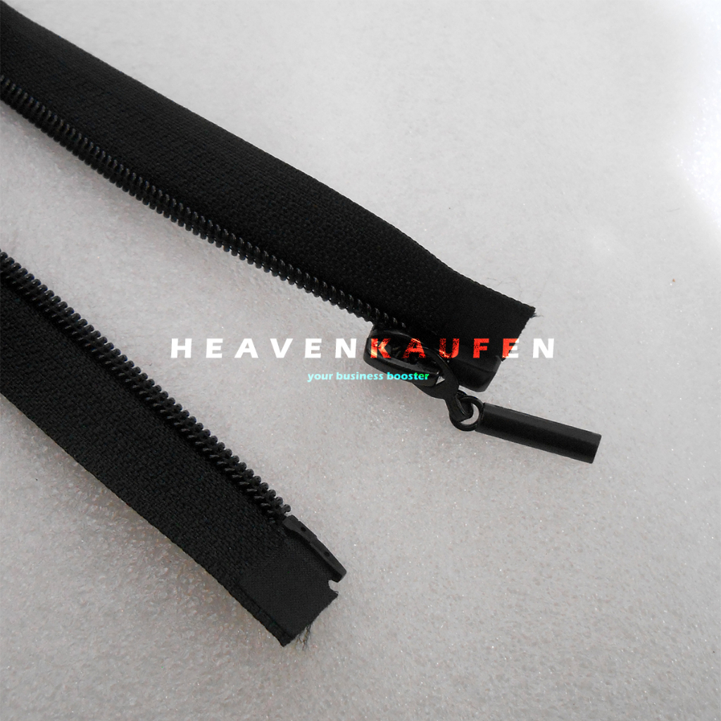 Resleting Zipper 100 cm Atau 1 Meter Type Gigi Halus Coil Set Open-End Warna Hitam