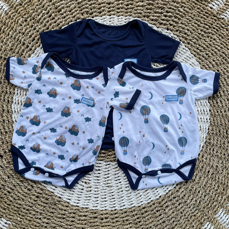 3Pcs Jumper Bayi Bodysuit Motif Full Sablon Jumper Bayi Newborn DNW BABY