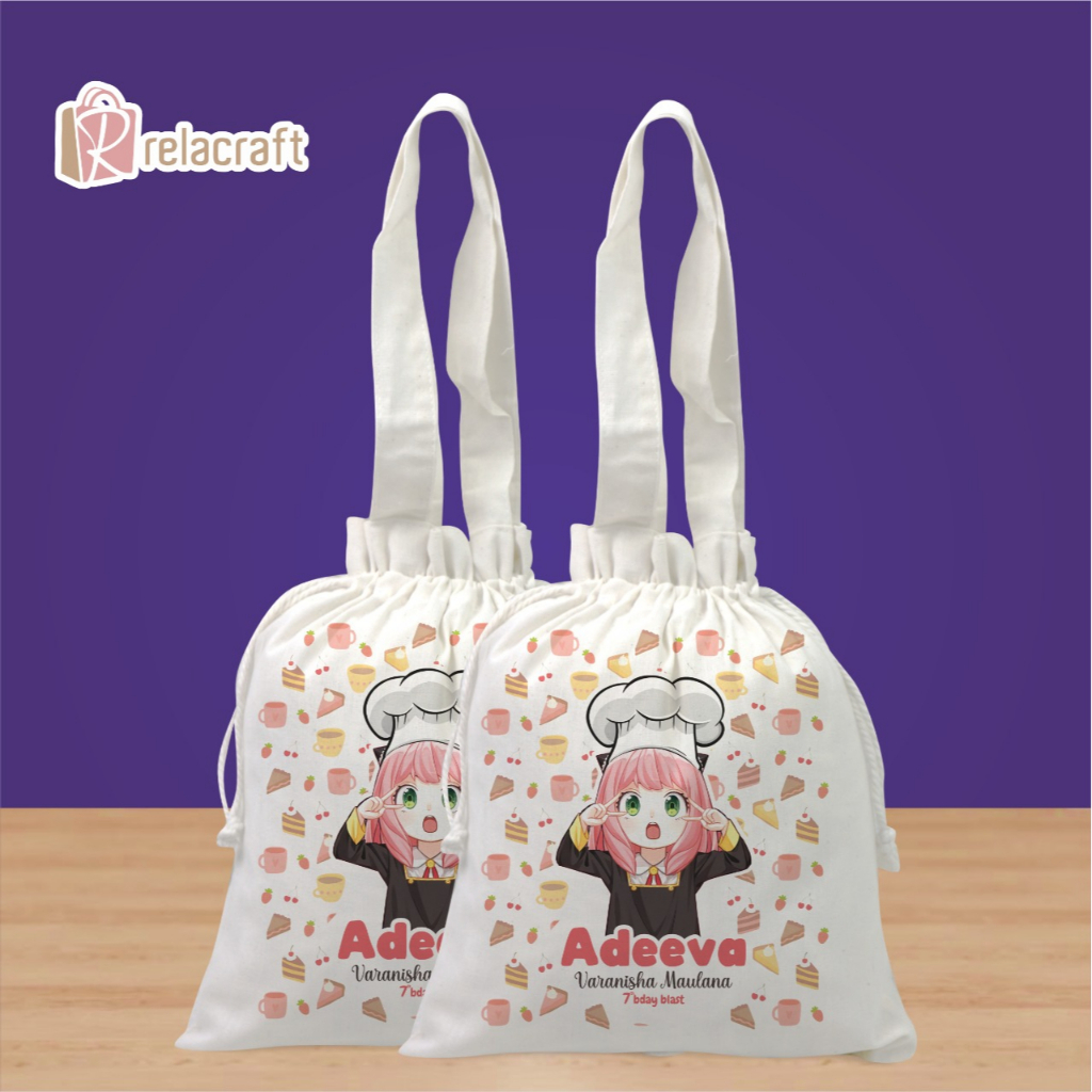 TAS SERUT POCONG/TEMA KARTUNS/SOUVENIR ULANG TAHUN/HAMPERSULANG TAHUN/CETAK FC F4 1 SISI