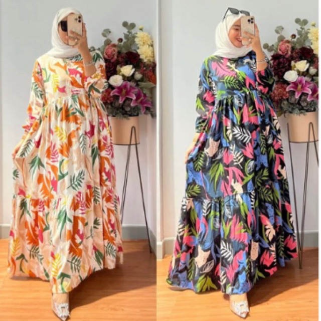 GAMIS RAYON PREMIUM/GAMIS RAYON MOTIF BUNGA