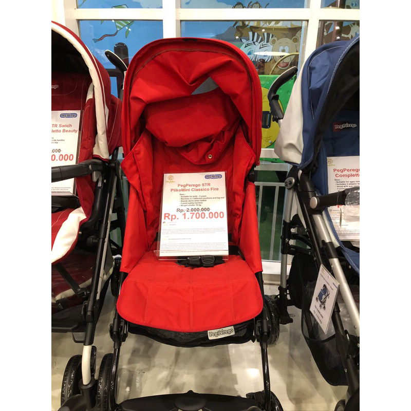 Preloved stroller merek pegperego italy type pliko mini warna merah roda bayi bekas bisa newborn