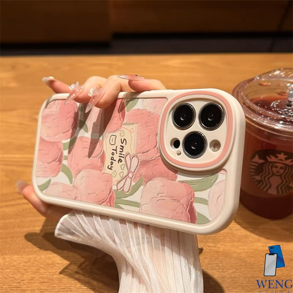 WENG Case Tulip Pink For Vivo Y35 Y91 Y95 Y30 Y50
