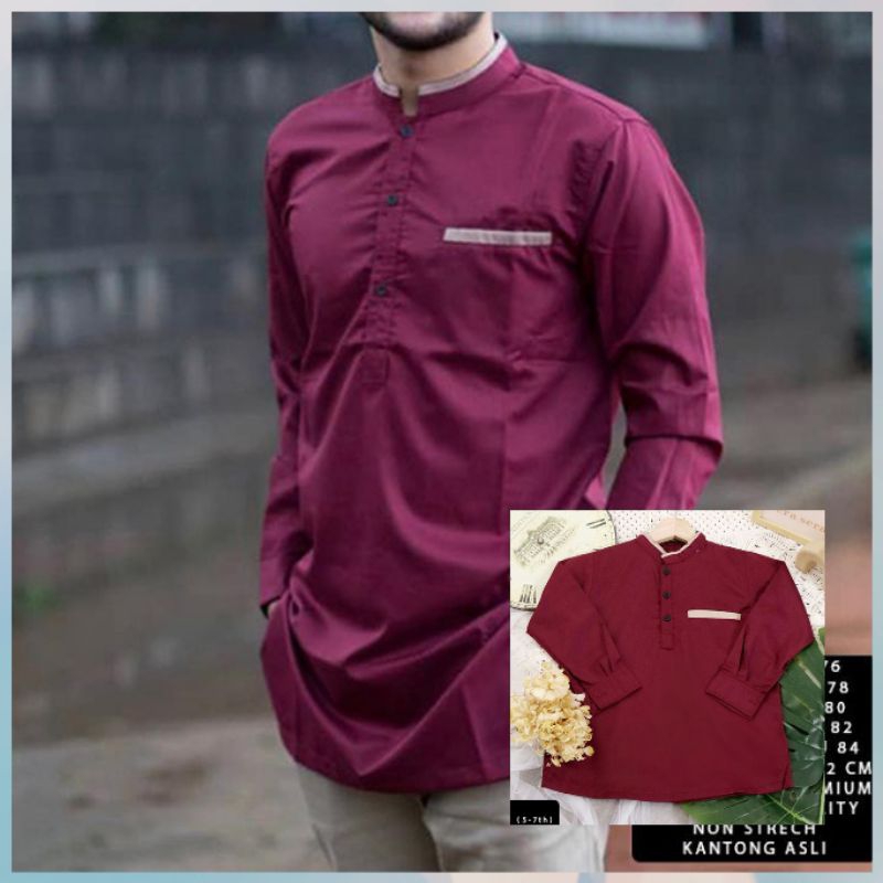 (NEW) ANKA - Baju Kemeja KURTA Koko Ayah Anak Pria Laki Muslim Lengan Tangan Panjang Bahan Katun Toy
