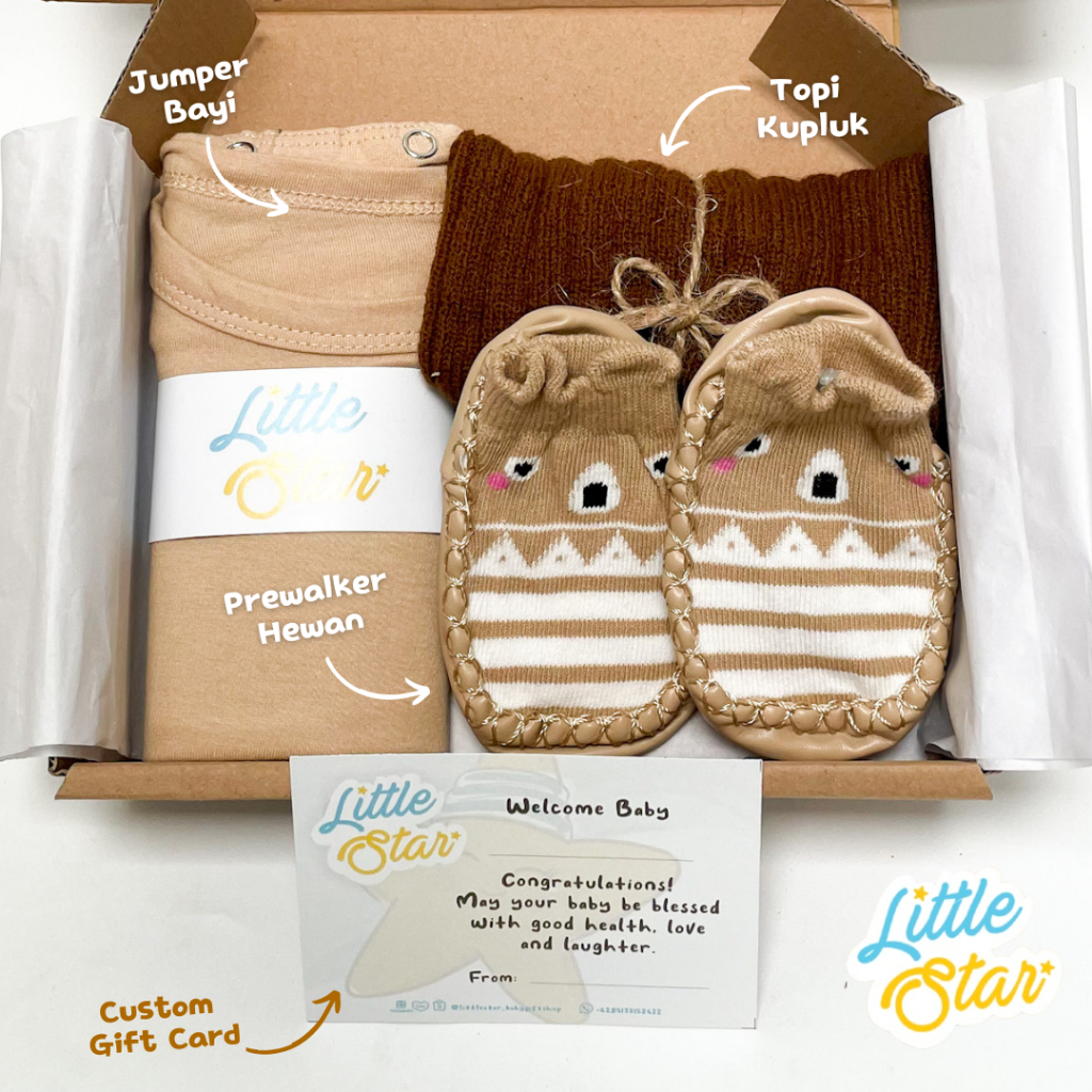 LS 3in1 Hampers Newborn Baby Gift Set Kado Lahiran Baju Topi Prewalker Hadiah Parcel Bayi Baru Lahir Premium Unisex