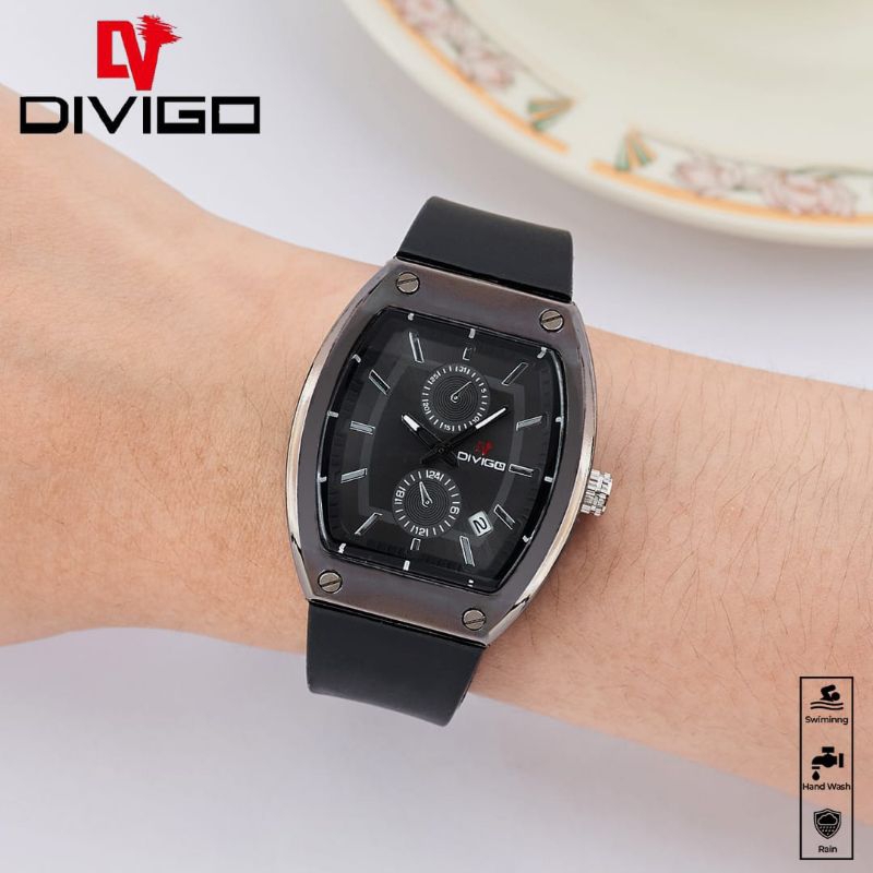 (Terima Cod)Jam Tangan Wanita Divigo Crono Variasi Tanggal Aktif Strap Rubber/Karet(Dikirim Dari Jakarta)Murah Top1)