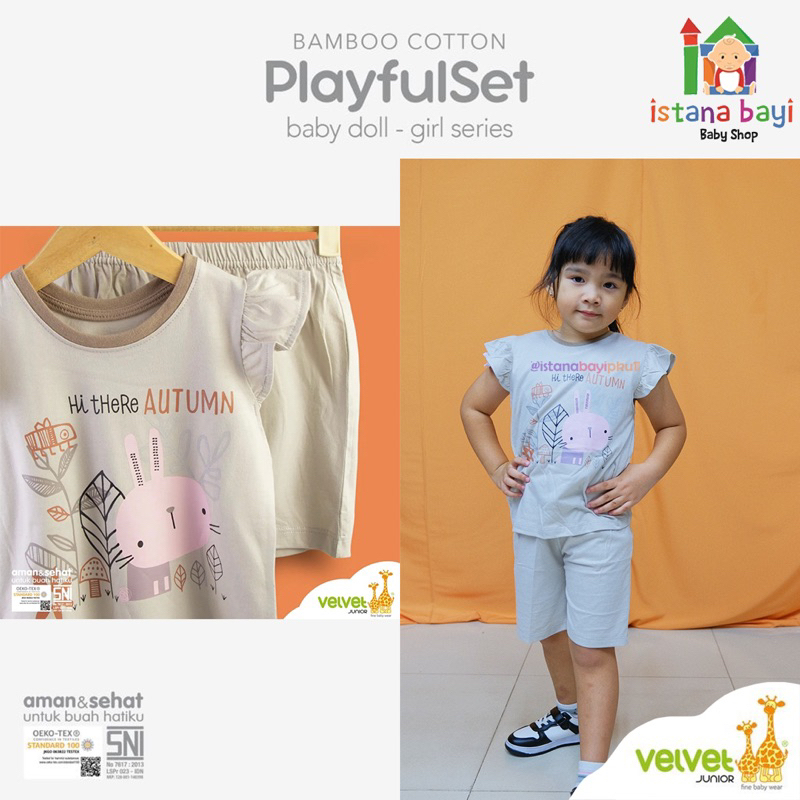 Velvet Junior Setelan Baby Doll Ruffle Girl Series / Setelan Anak 1-5 Tahun