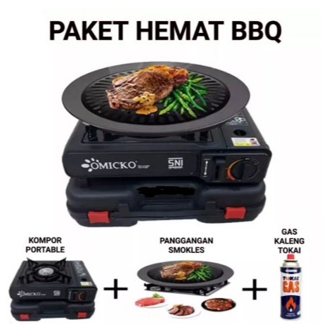 PAKET KOMPOR PORTABLE + ULTRA GRILL + GAS PORTABLE