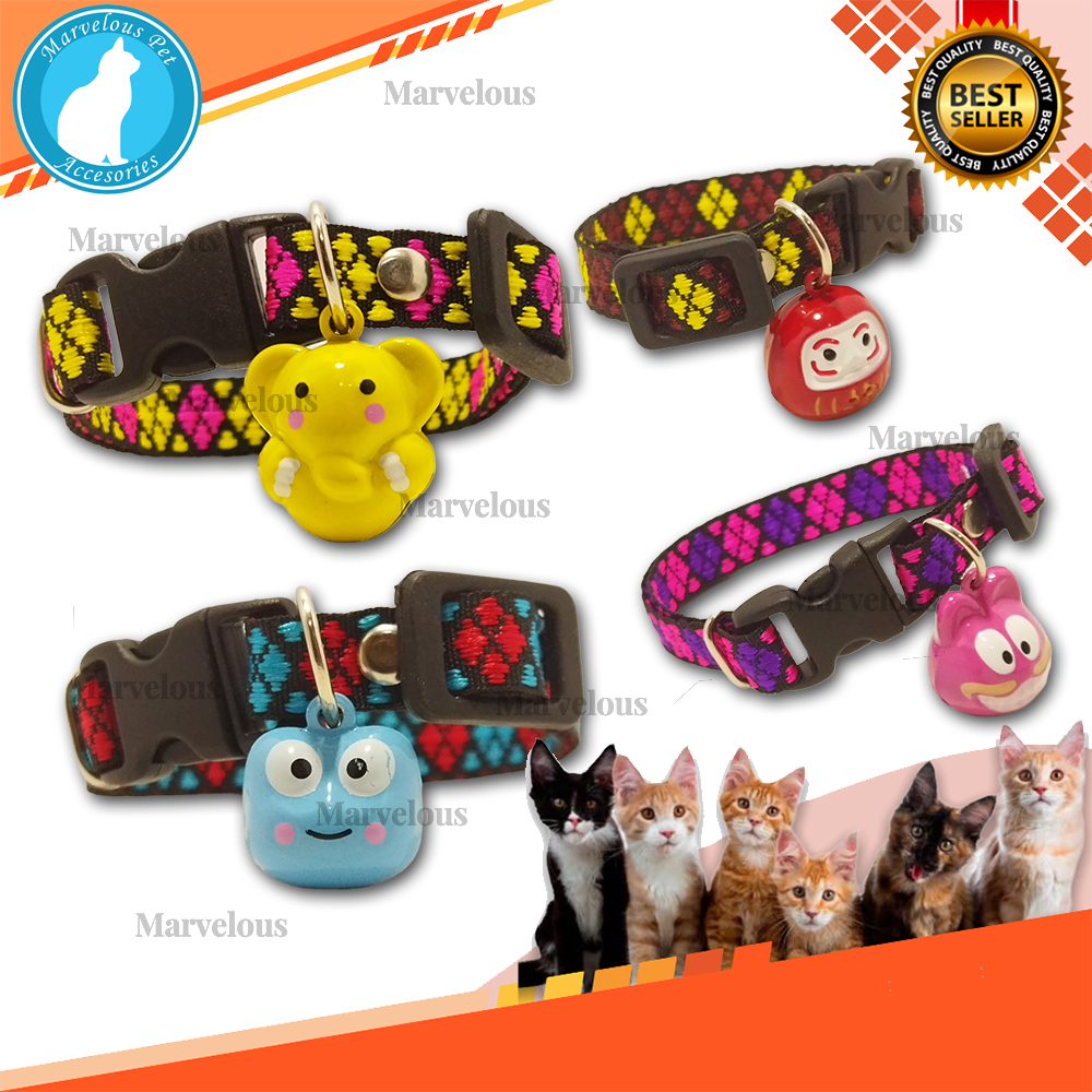 Kalung Kucing Murah Lonceng Boneka Karakter Motif Persegi All Size