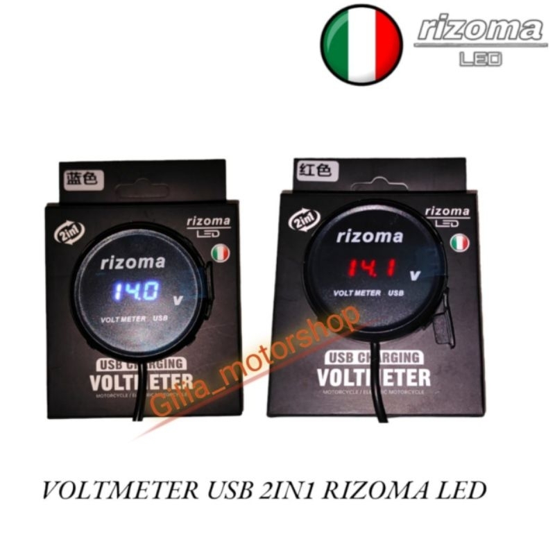 Voltmeter USB Bulat 2 in 1 Rizoma Voltmeter Digital Universal Motor