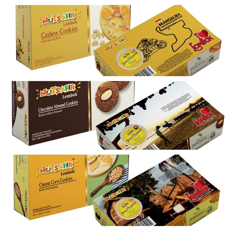 JASTIP LOMBOK - Nutsafir Cookies Cashew/Choco Almond/Cheese Corn