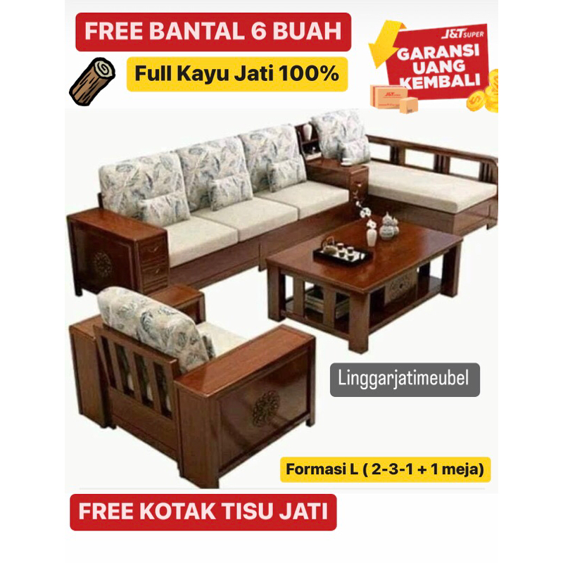 Kursi Tamu Jati Box Laci Minimalis