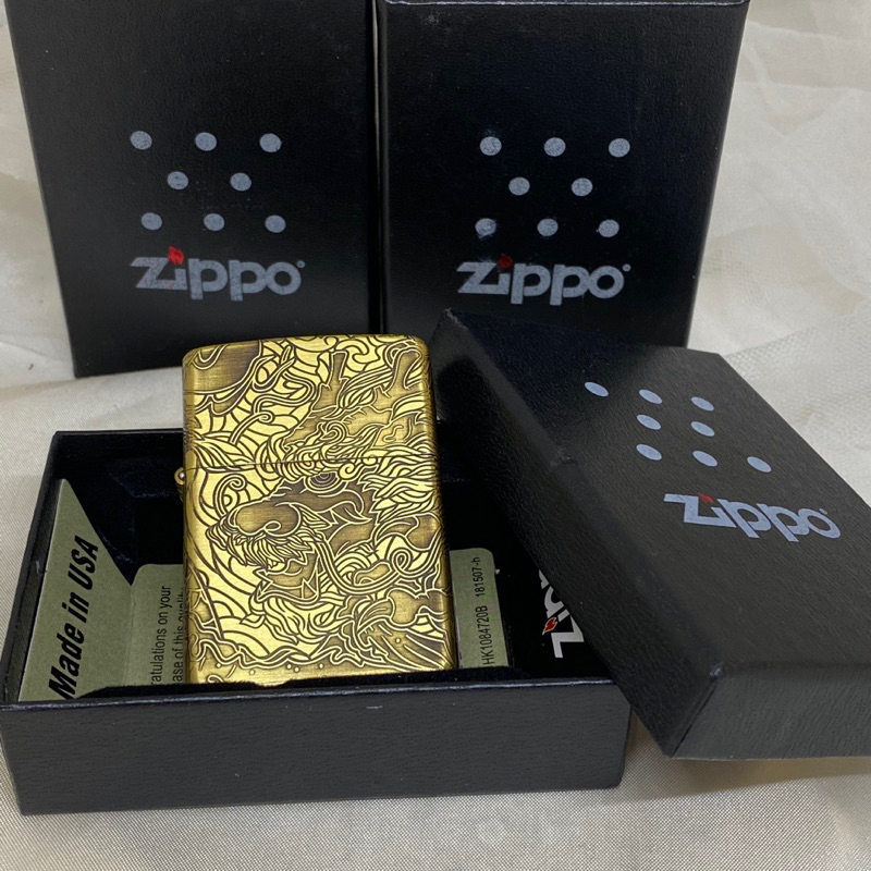 Zippo Motif Grafir Full Batik Naga Gold