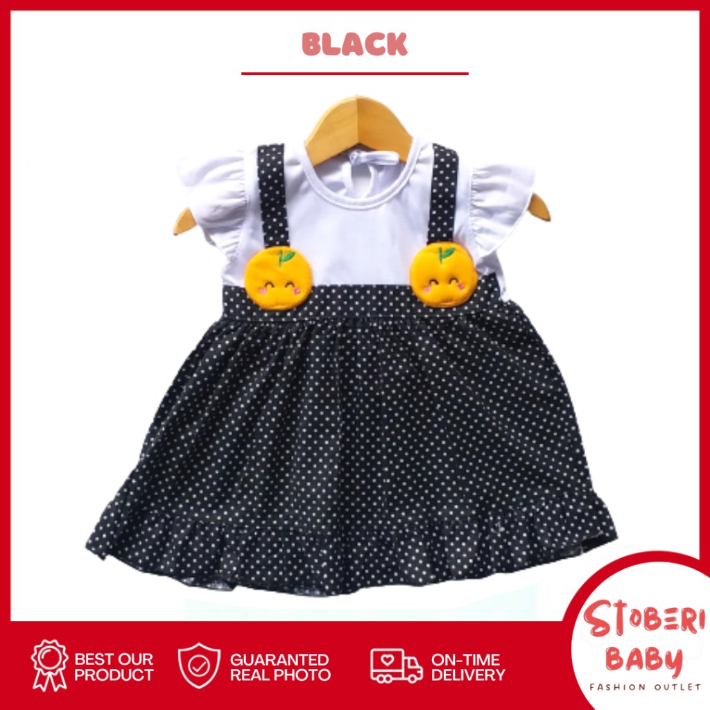 stoberi baby - (EXCLUSIVE ON STOBERI BABY) Dress Bayi Motif Animal Lucu Baju Bayi Perempuan / QIU2 ORANGE DOTTY