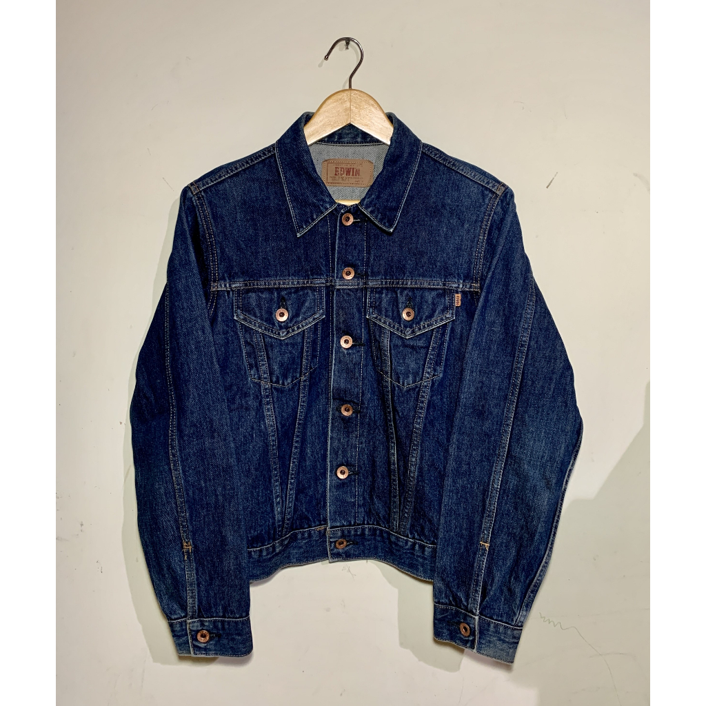 trucker Edwin 5550-0050 denim jacket size M Dark Wash Long Sleeve jaket original