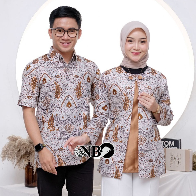 Batik Couple Modern Atasan Blouse Batik Kerja Kantor Wanita Batik Seragam M L XL XXL