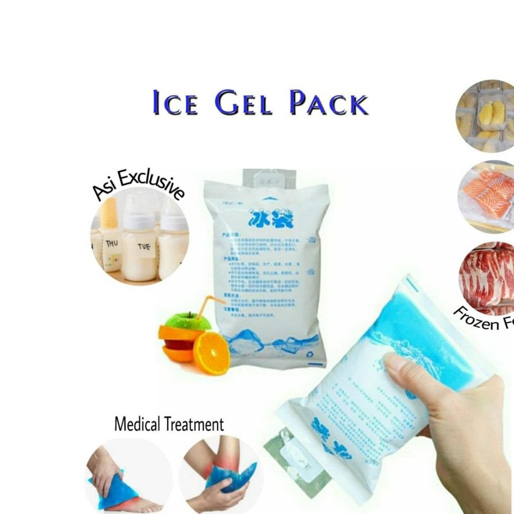 ICE GEL PACK 400 ML BlUE COOL JELLY COOLER BAG 200 ML KANTONG AIR ES BATU PENDINGIN MAKANAN DRY ASI 