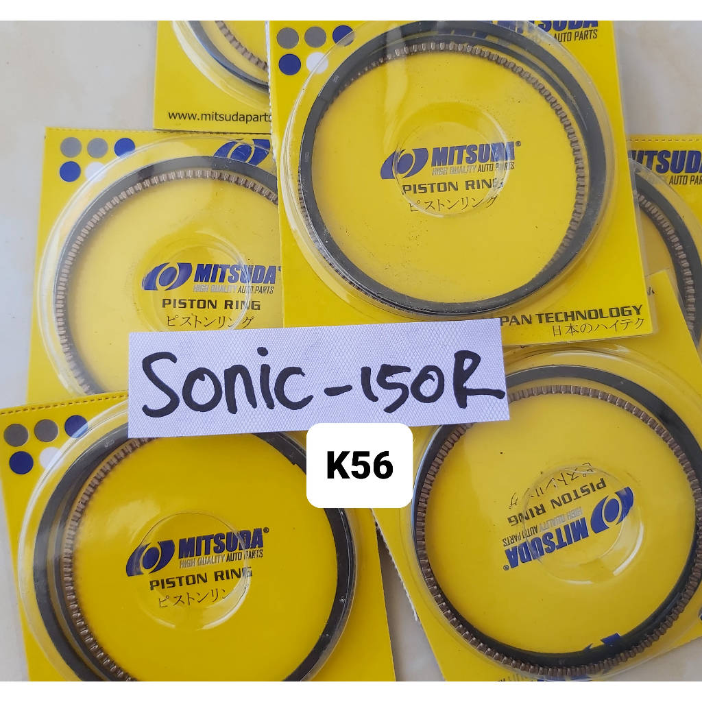 Ring Piston Mitsuda SONIC 150R os 25 , 50 , 200 dan STD / Ring Seher K56 motor Sonic 150 R