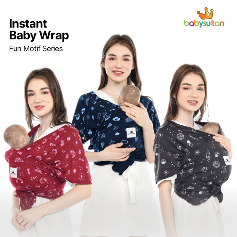 Gendongan Bayi Depan M Shape Motif 3in1 Instan Baby Wrap Premium dengan Sash Belt babysultan