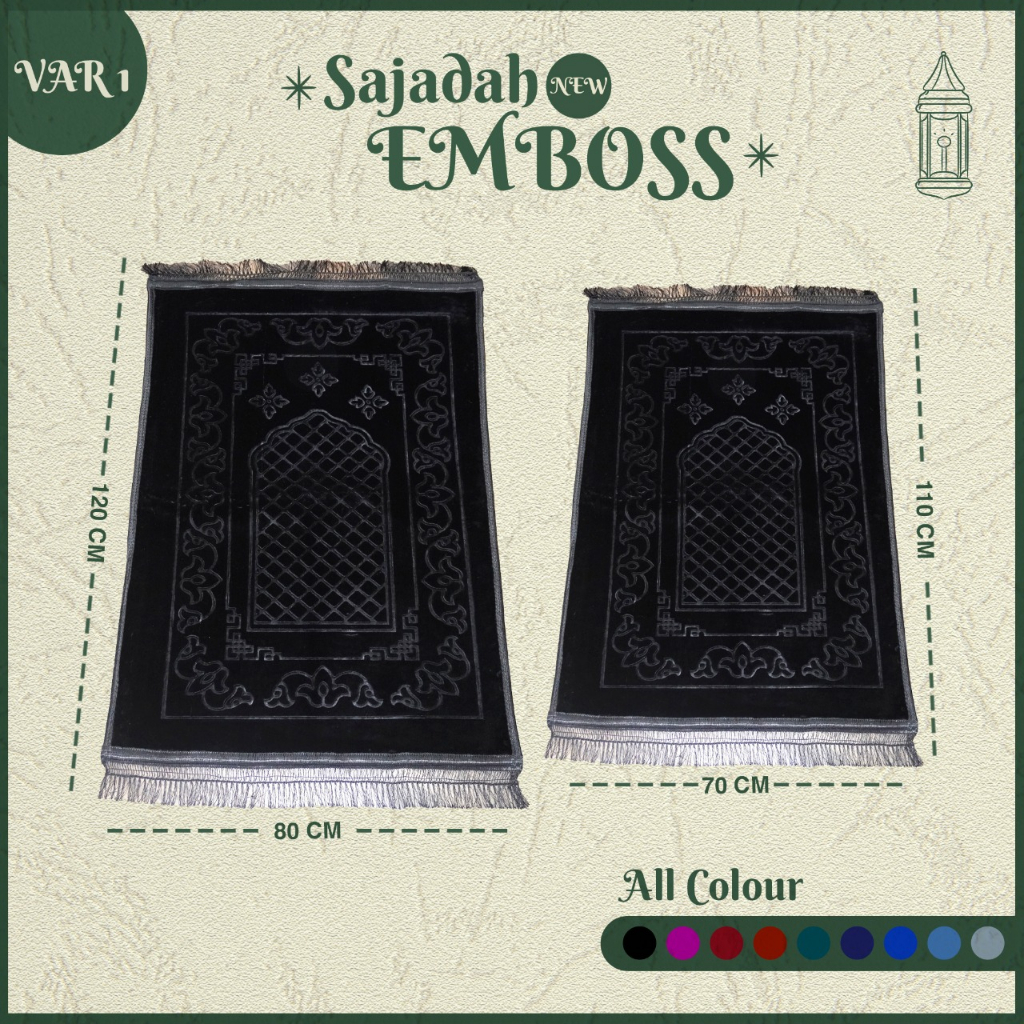 Sajadah Turkey Emboss Polos NEW Tebal Premium + Rumbai 70x110 CM Sejadah Turki