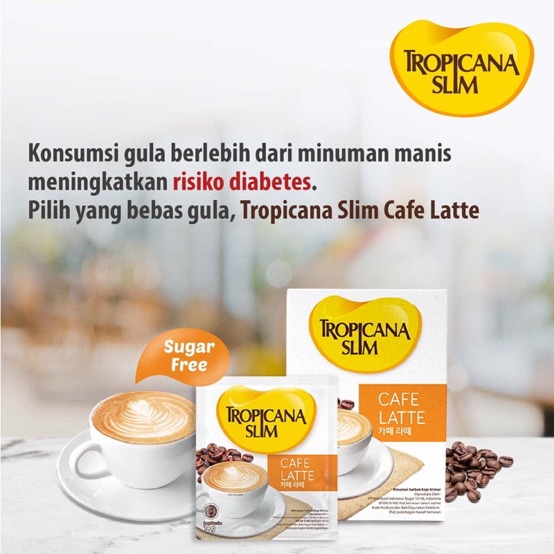 

Tropicana Slim Cafe Latte Coffee ORIGINAL Kopi Diet 1 Sachet NO sugar