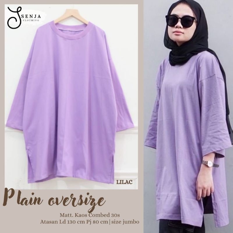 PLAIN oversize | ld 130 | Kaos Combed Premium | atasan muslim wanita polos tunik jumbo big size by S
