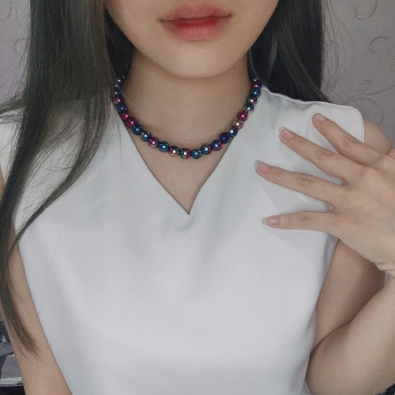 Kalung Choker Galaxy Gradation Beads Colorful Gradasi Pearl Galaksi Warna Warni