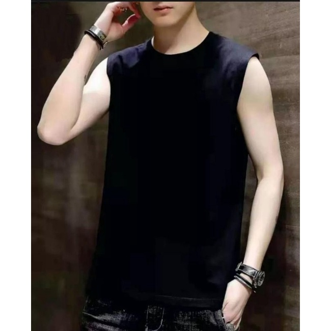 SINGLET PRIA POLOS/BAJU OBLONG PRIA POLOS/SINGLET SANTAI KEREN/BAJU PRIA TANPA LENGAN