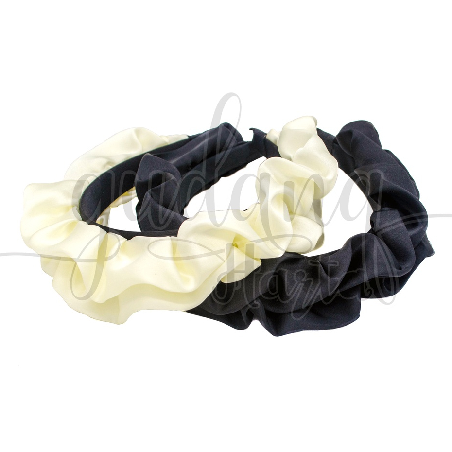 Bando Wave Black And White Headband Motif Pita Putih Hitam Lucu Bandana GH 211158