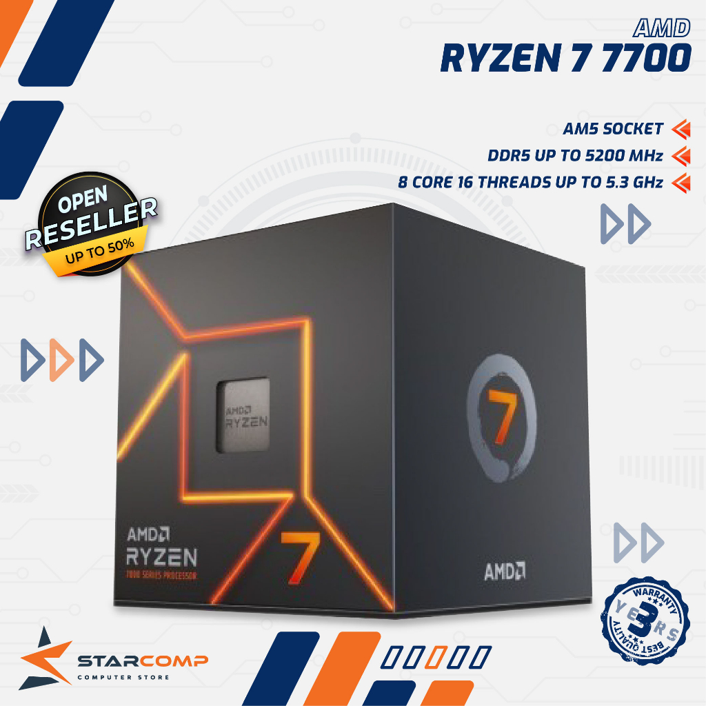 AMD Ryzen 7 7700 8 Cores 16 Threads Processor AM5 Up to 5.3GHz