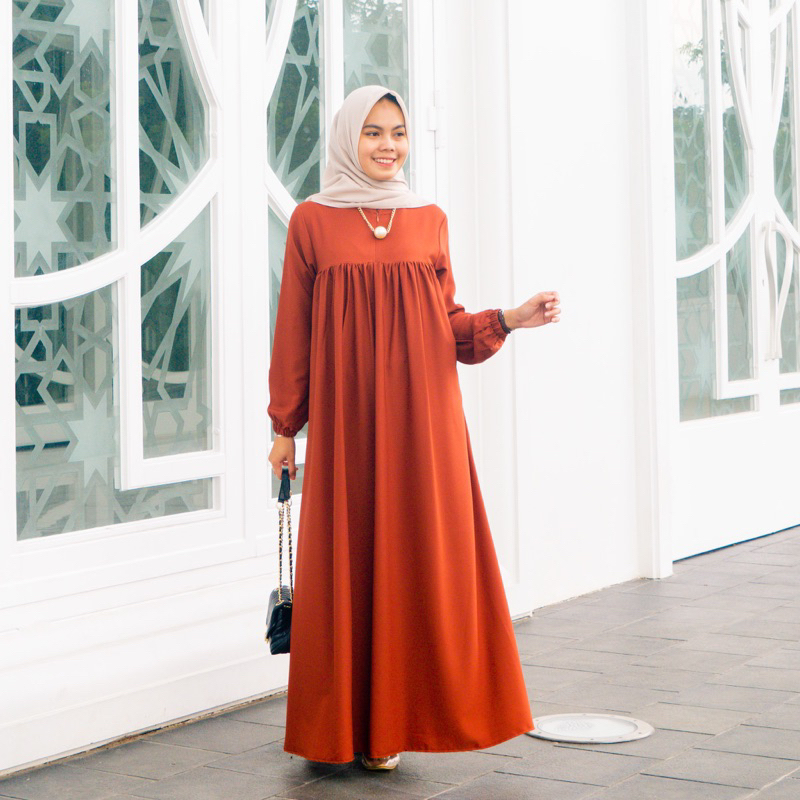 LORA DRESS SIZE M,L,XL TERBARU BAHAN SHAKILA PREMIUM PAKAIAN GAMIS TERLARIS MUSLIM WANITA BY ZENIC ID BISA COD see