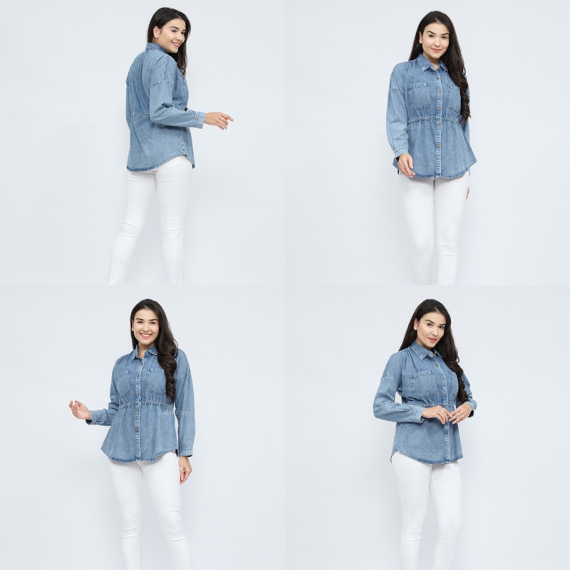 Mercy Denim Two Pocket Shirt | Kemeja Hangout | Kemeja Denim | Kemeja Wanita | Kemeja Unik