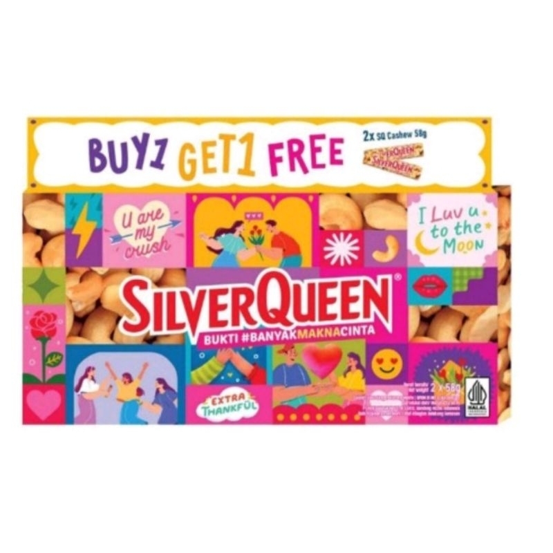 

SilverQueen Coklat Cashew Paket 58gr (Beli 1 Gratis 1)