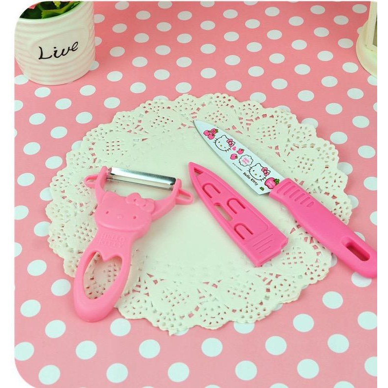 Set Pisau dan Pisau Kupas Buah Knife Fruit Knife Hello Kitty