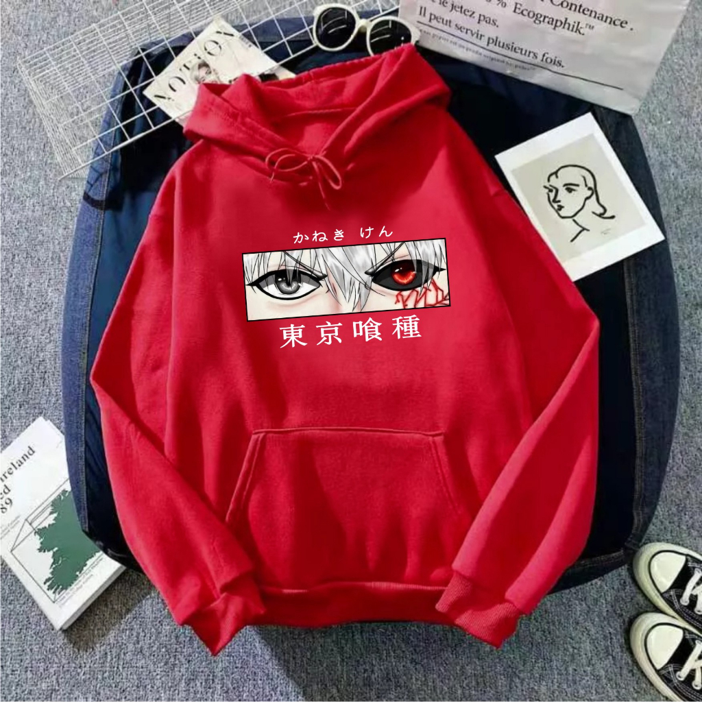 Anime Tokyo Ghoul Kaneki Ken Eye Manga Harajuku Sweater Hoodie Kekinian Size M-L-XL-XXL Bisa Bayar Ditempat COD