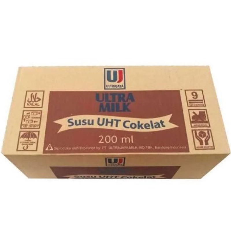 HD Management Susu UHT Ultra Milk 200 Ml kardus isi 24 Ultra Jaya Full Cream/Coklat/Strawberry