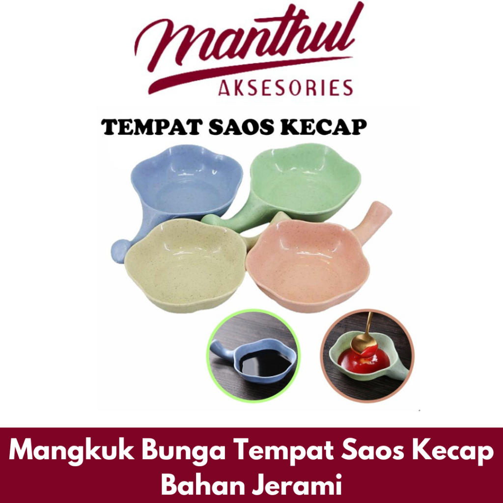 Mangkuk Bunga Tempat Saos Kecap Bahan Jerami Wadah Saus Seasoning Dish