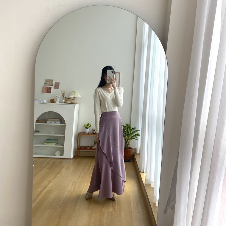 Reina Long Skirt - Skirt Wanita - Rok Panjang Korea - Casual Skirt