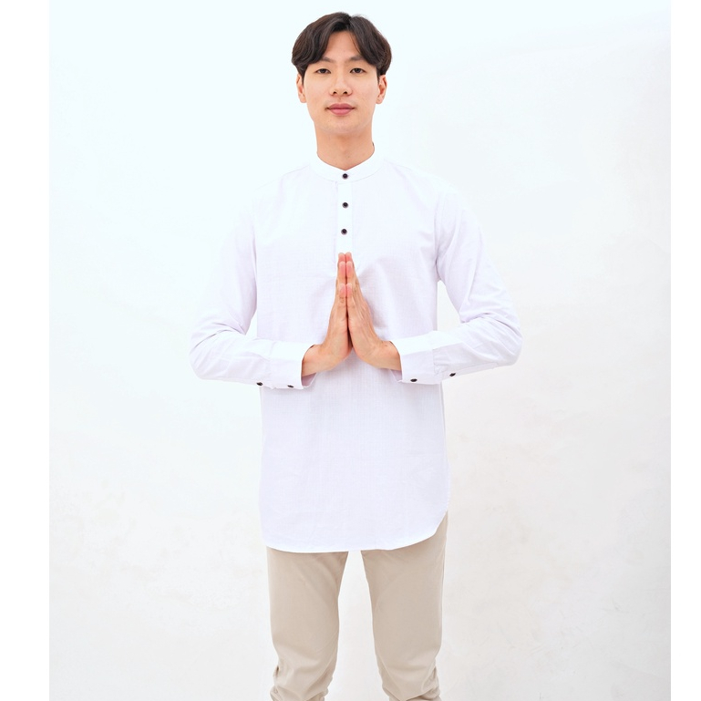 SANVANINA F-02B Long Kurta Sultan White | Kemeja Kurta Sultan Lengan Panjang Putih