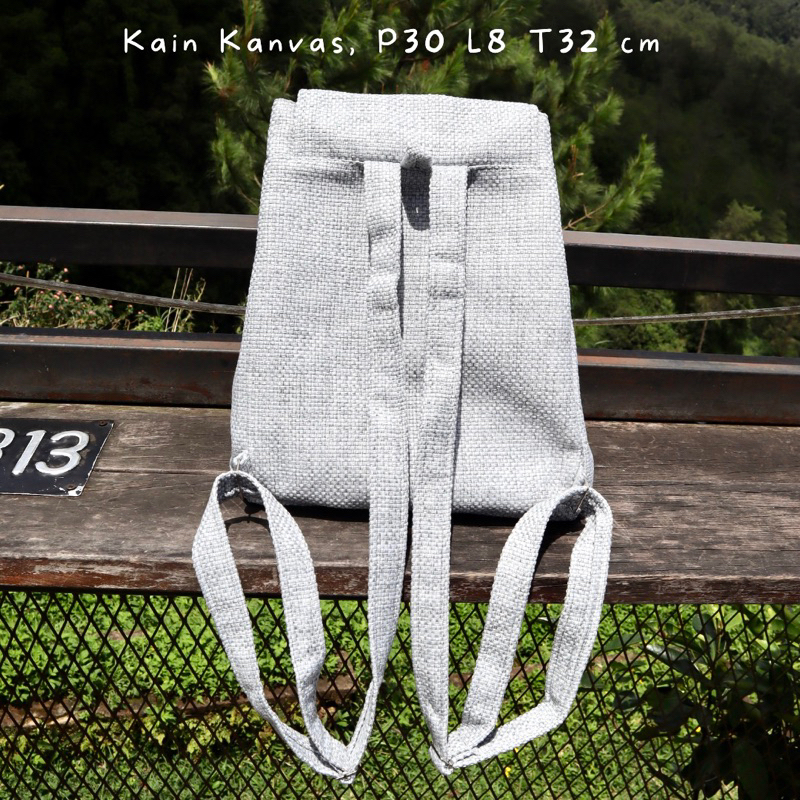 Bayar di Tempat COD Tas Ransel Serut Bahan Kanvas KANTONG Depan Ukuran Medium tas punggung wanita