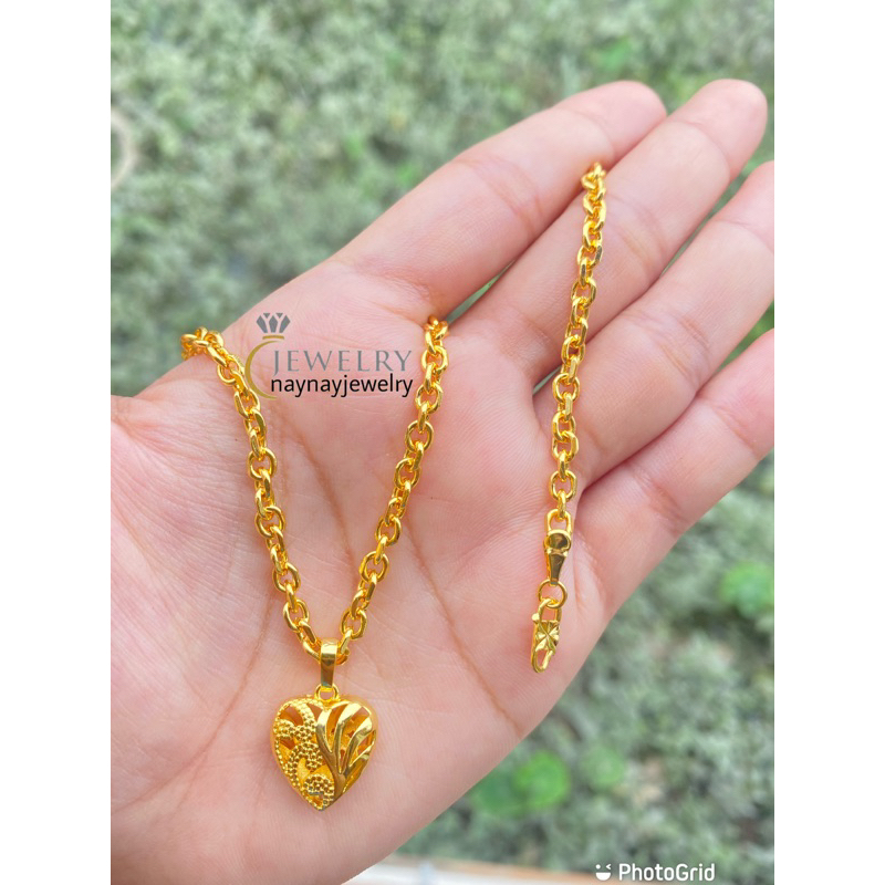 Kalung Medan 3 Suku 60 cm love ukir / Warna 24k