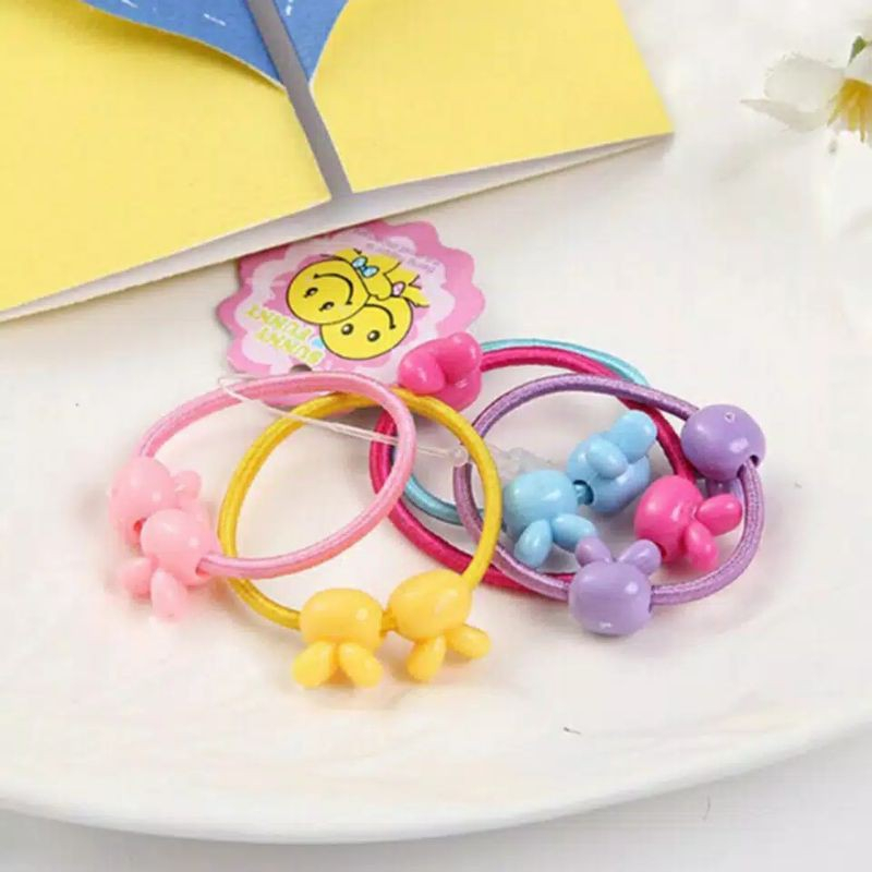 (ISI 50 PCS) Ikat Rambut Happy Girl / Anak Bayi Perempuan Karet Kunciran Kuncir Rambut Kualitas Impor Murah Lucu Mainan Kiosbalitaaprillia