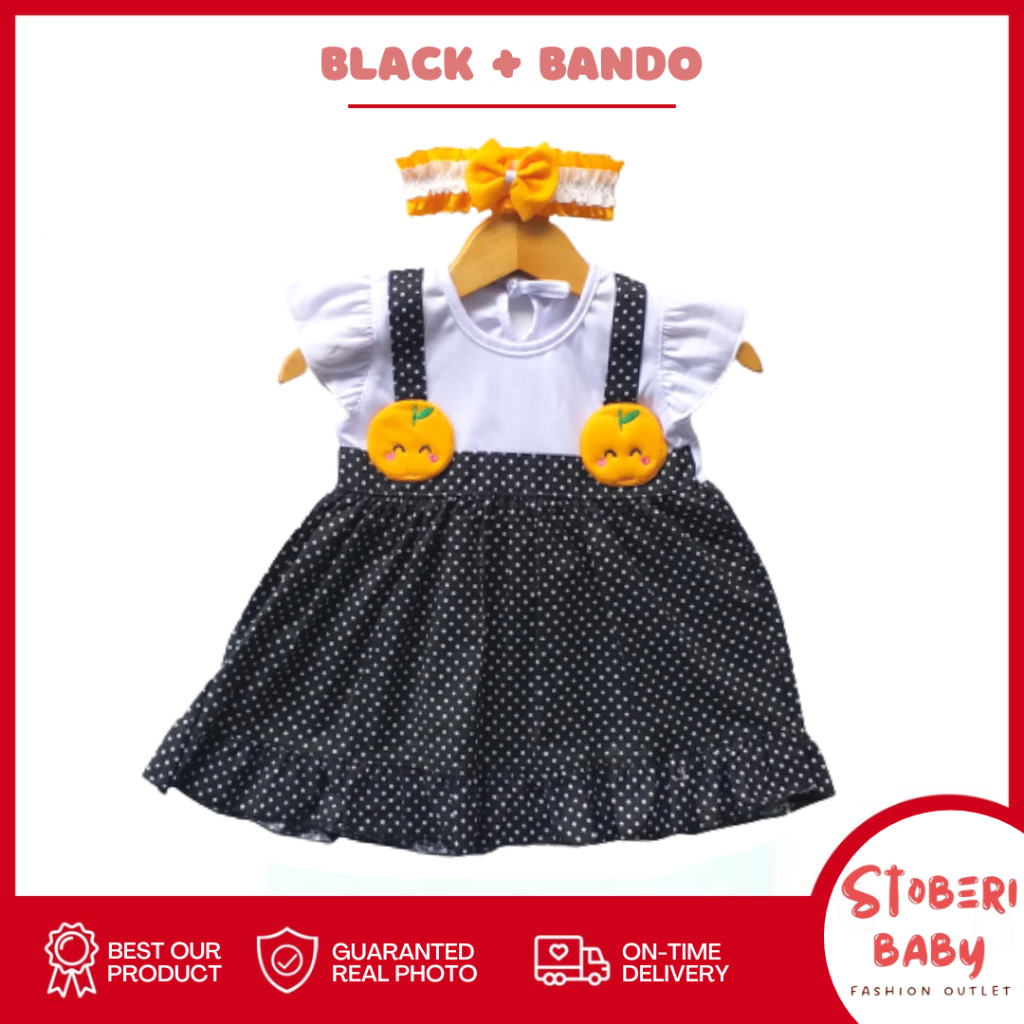 stoberi baby - (EXCLUSIVE ON STOBERI BABY) Dress Bayi Motif Animal Lucu Baju Bayi Perempuan / QIU2 ORANGE DOTTY