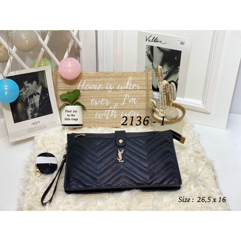 Clutch 3 Ruang Wanita 2136L Caviar Premium