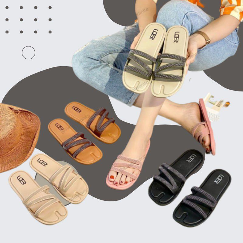 Sandal Wanita Karet Jelly Tali Silang Import Lcr 1238