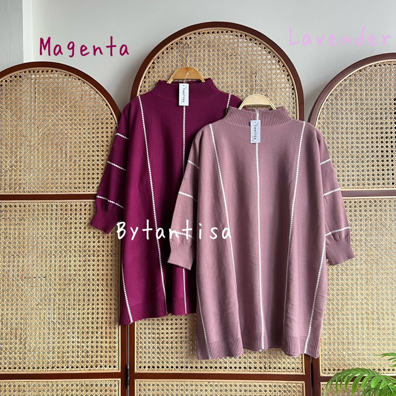 TUNIK RAJUT ALISYA MOTIF GARIS