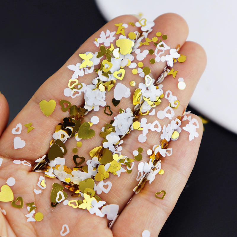 6 Grid / Box Sequin Bentuk Kupu-Kupu/Hati Untuk Nail Art Butterfly